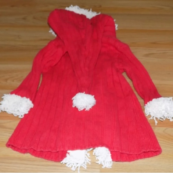 Size 24 Months Nick Nack Patty Wack Red Ivory Trim Hooded Sweater Jacket Coat - Picture 5 of 6
